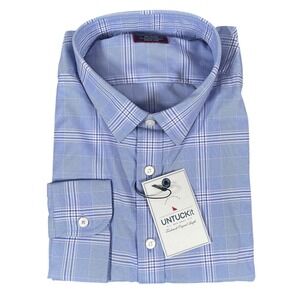 NEW‎ UNTUCKit Billsboro Performance Shirt LT Slim Fit Blue Plaid Nylon Button Up